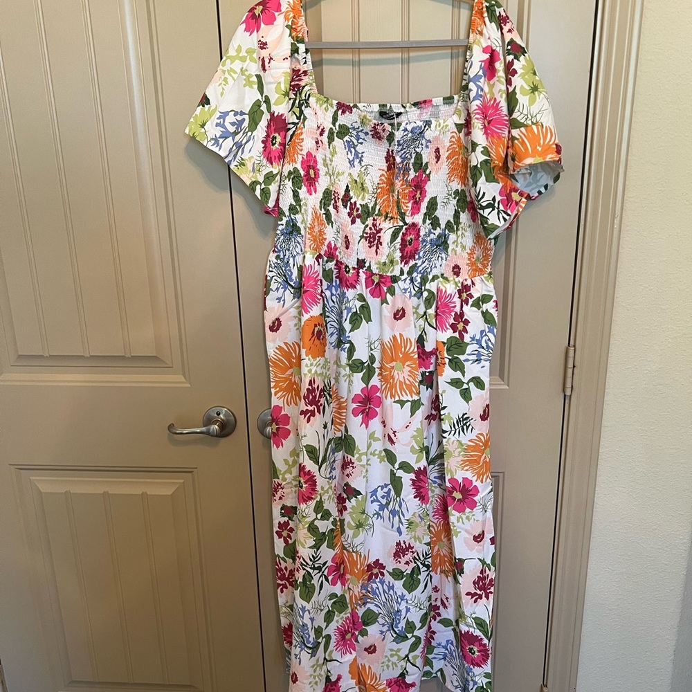 NWT BloomChic Floral Smocked Dress with Multicolor Design